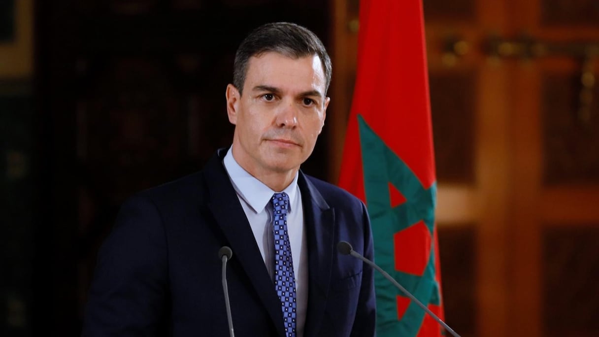 Conférence de presse du président du Gouvernement espagnol Pedro Sanchez, le 7 avril 2022 à Rabat.
