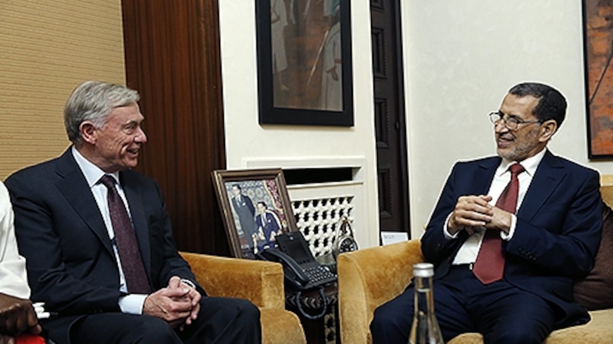 Saâd-Eddine El Othmani lors de la réception de Horst Köhler, envoyé personnel du Secrétaire général des Nations Unies, mardi 17 octobre.
