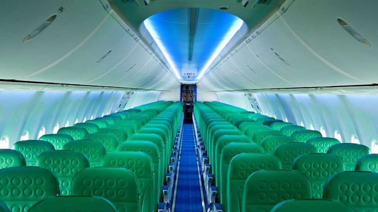 A l'intérieur d'un appareil Transavia.
