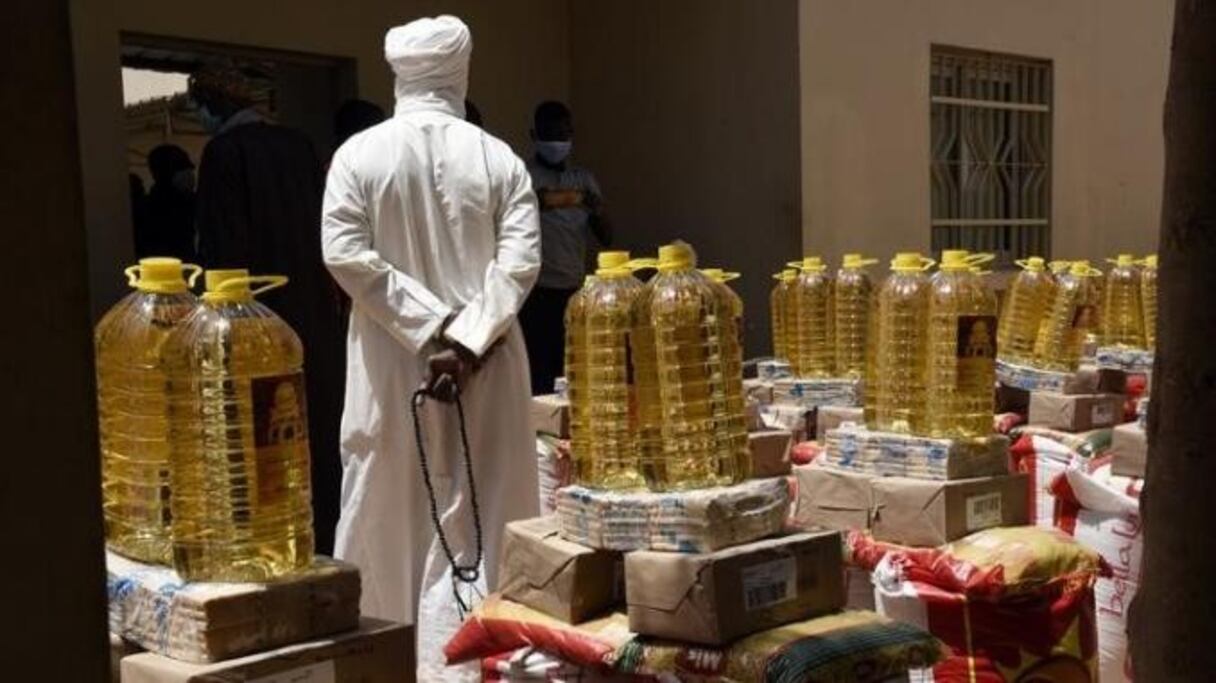 Un stock d'aide alimentaire au Sénégal.
