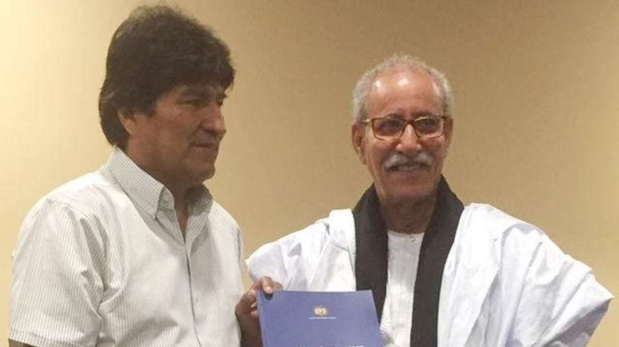 Evo Morales, président déchu de la république de Bolivie, et Brahim Ghali, chef du polisario. 
