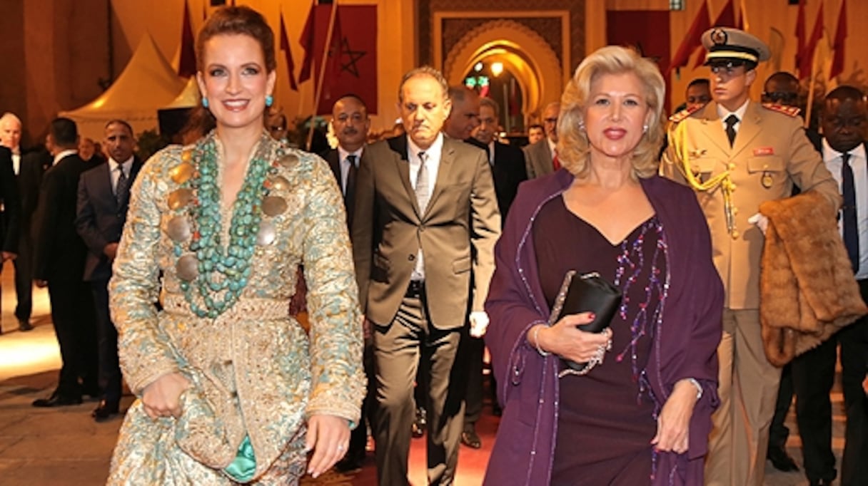 La princesse Lalla Salma et Dominique Ouattara lors de la cérémonie d’ouverture du 23e festival de Fès des musiques sacrées du monde.
