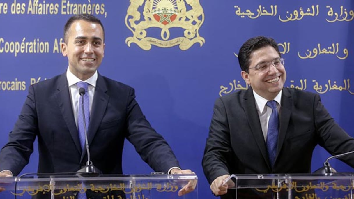 Nasser Bourita, ministre des Affaires étrangères, et son homologue italien, Luigi Di Maio.
