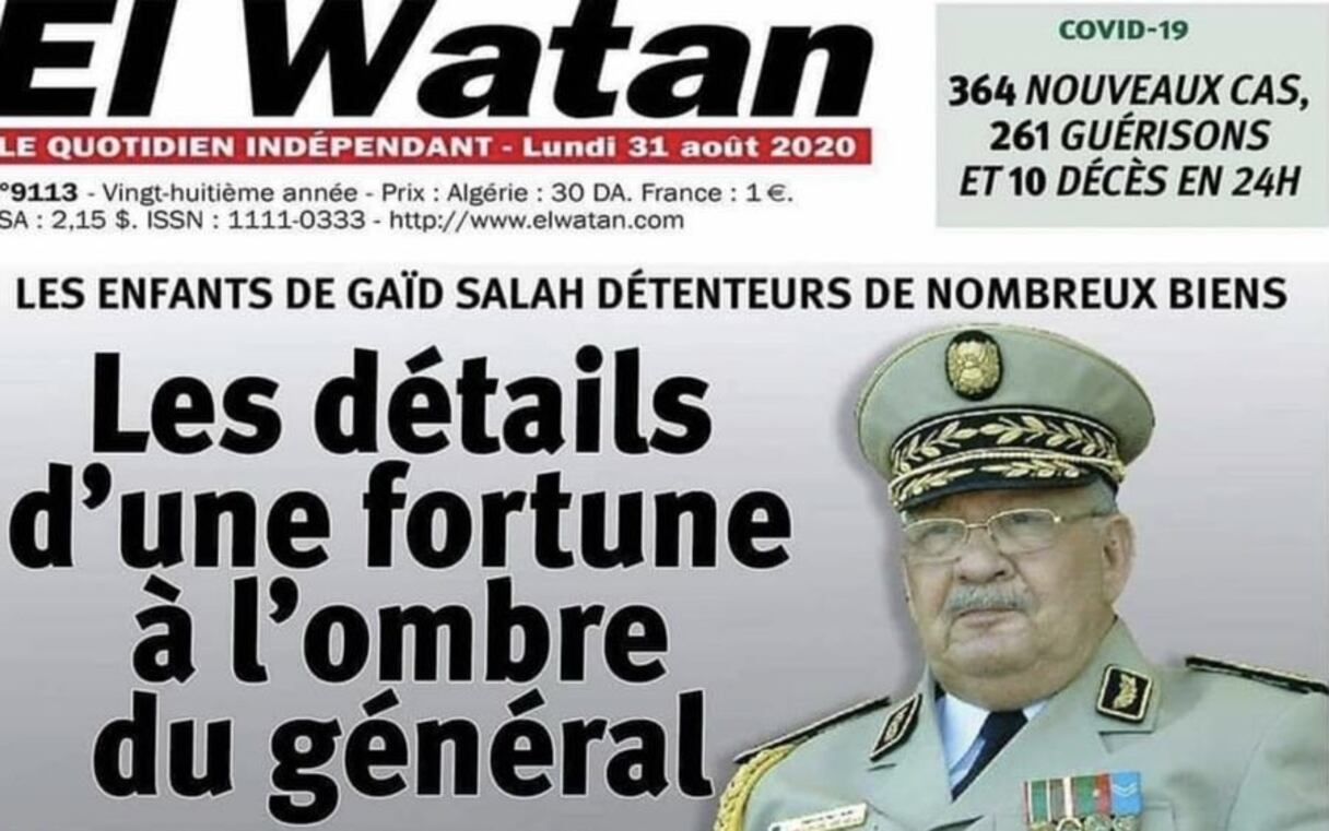 La Une du journal "El Watan" à l'origine de la sanction des autorités algériennes.
