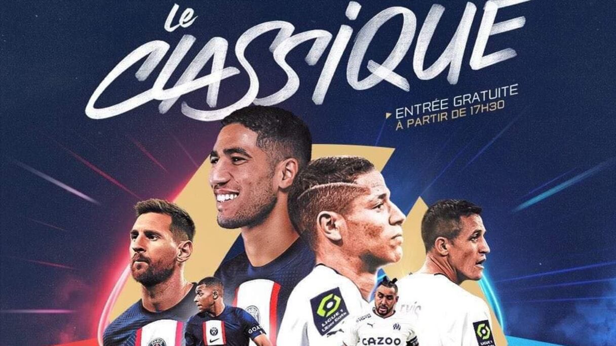 L'affiche du match au sommet de la 10e journée de Ligue 1 entre le PSG et l'OM.
