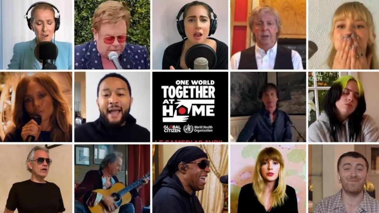 Les artistes participant au concert caritatif «Together At Home».
