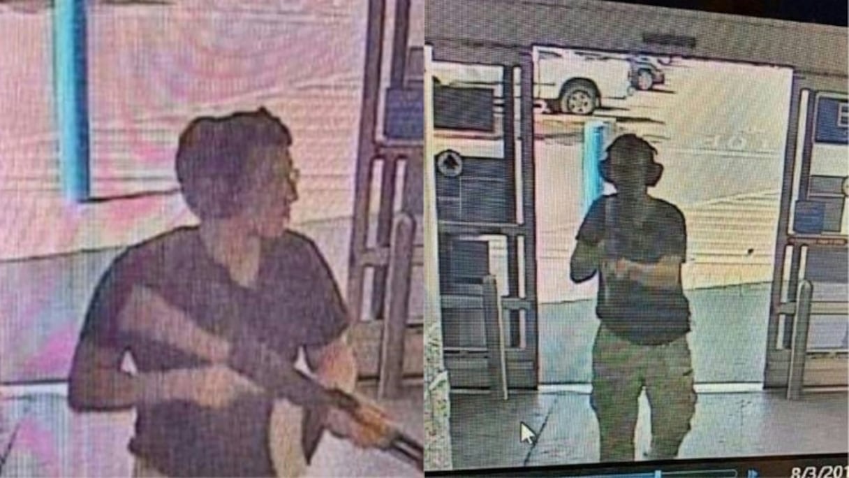 Photo du suspect entrant dans un hypermarché Walmart d'El Paso, au Texas, le 3 août 2019. La fusillade a fait plusieurs morts selon les autorités.
