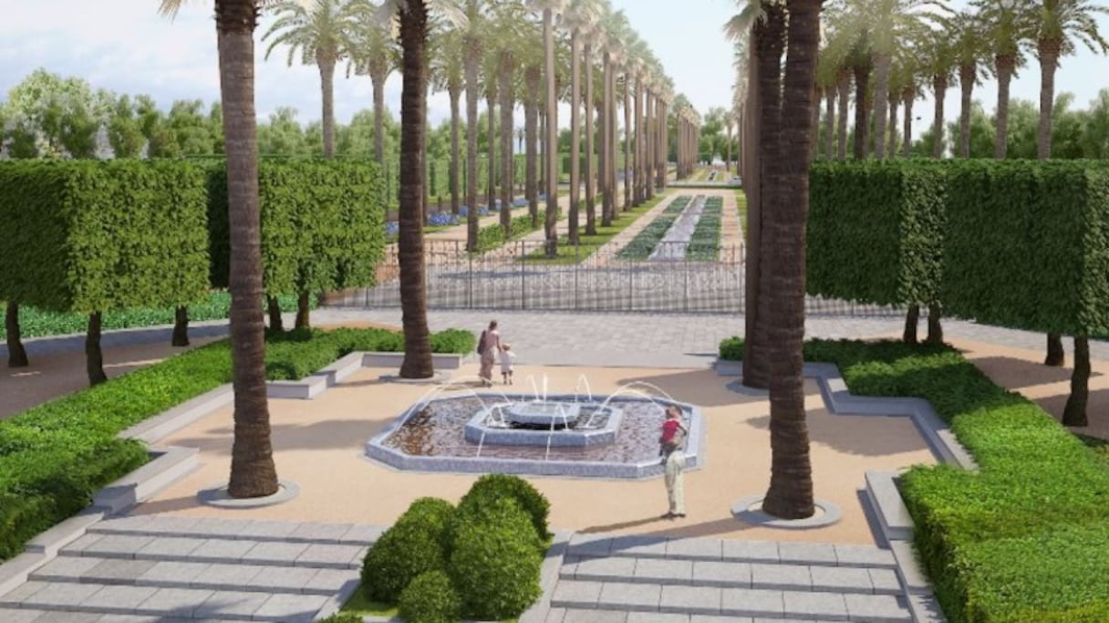 Allées du parc de la Ligue arabe, à Casablanca. 
