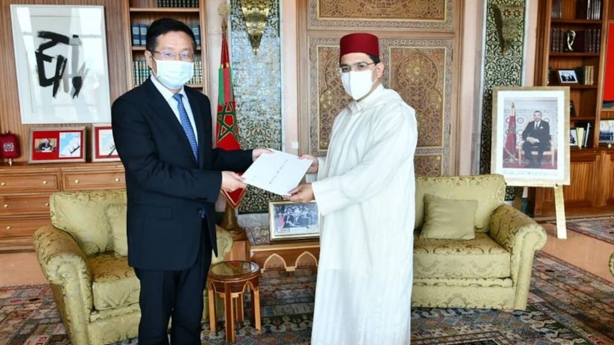 Li Changlin, nouvel ambassadeur extraordinaire et plénipotentiaire de Chine au Maroc, reçu par Nasser Bourita.
