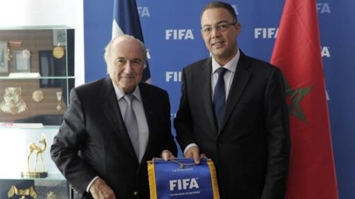 Joseph Blatter, président de la FIFA et Fouzi Lekjaa, celui de la FRMF.
