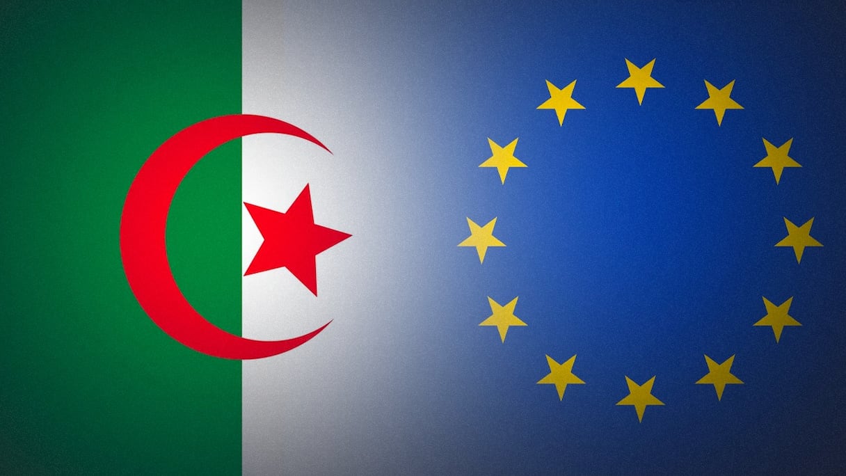 Photomontage des drapeaux Algérie / Union Européenne (UE)
