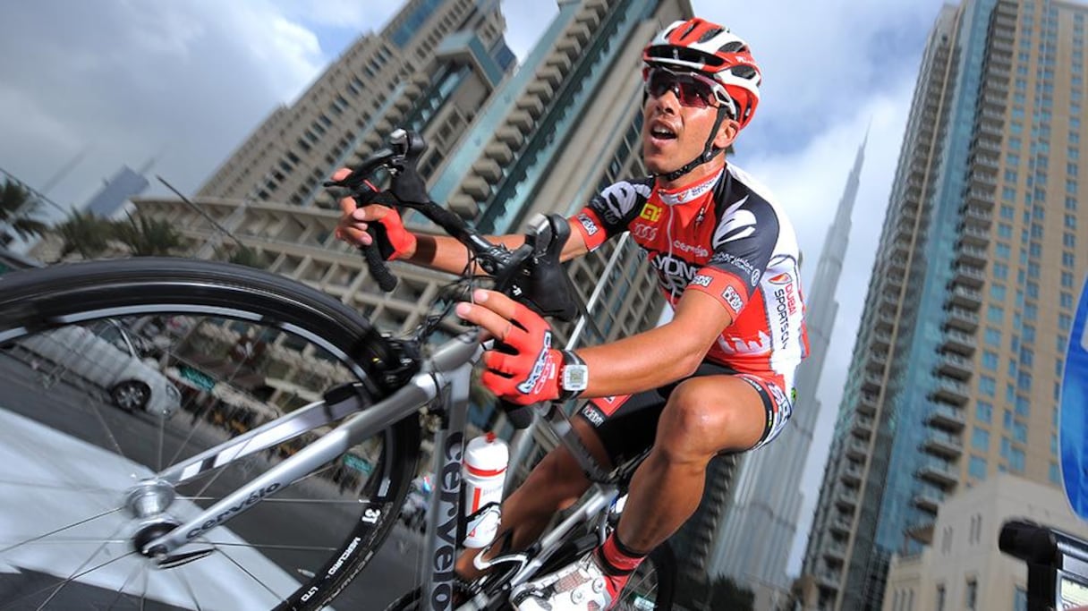 Le Marocain Adil Jelloul de la formation émiratie Skydive Dubaï Pro Cycling Team.
