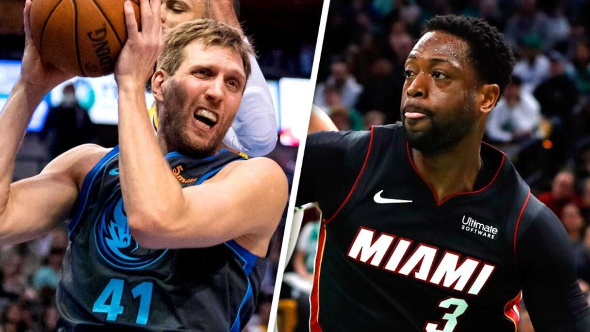 Dirk Novitzki (Dallas Mavericks) et Dwyane Wade (Miami Heat).
