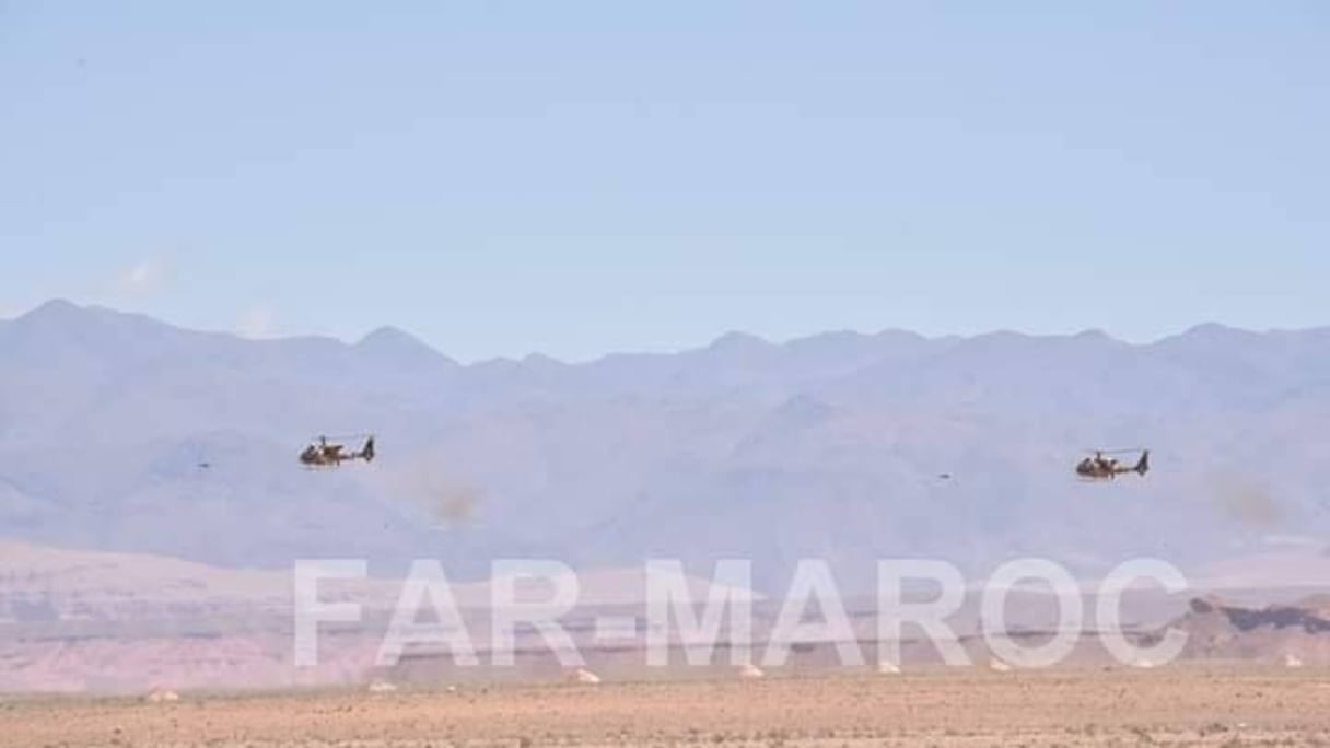 Opération ratissage en terrain hostile menée par des hélicoptères de type Gazelle (France)! 
