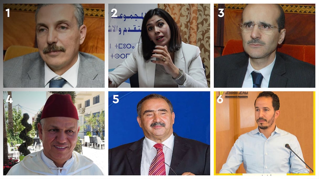 1. Allal Amraoui, 2. Fatima Zahra Brassate, 3. Driss Azami Idrissi, 4. Rachid El Fayek, 5. Aziz Lebbar, 6. Fayçal Brakine.
 
