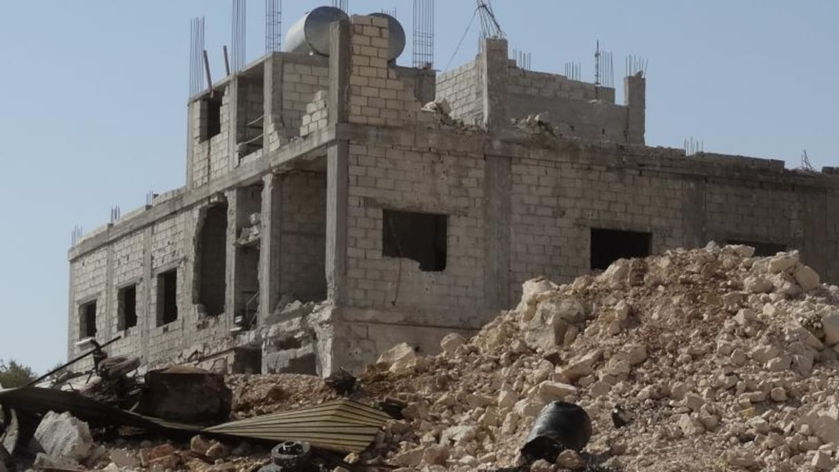 L'hôpital Al-Tah d'Idleb, en Syrie, après une frappe aérienne, le 19 septembre 2017. 
