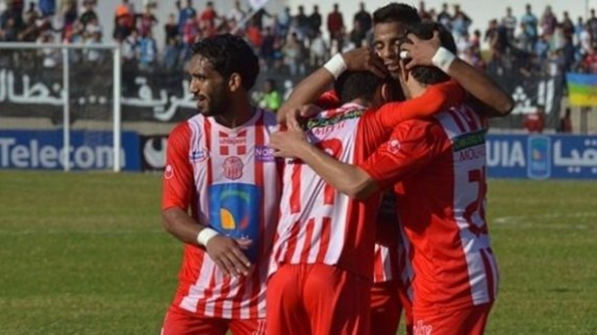 La joie des joueurs du Hassania d'Agadir après avoir renoué avec la victoire.
