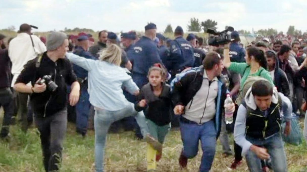 Le croc-en-jambe de Petra Laszlo a été filmé le 8 septembre 2015 à Roszke (Hongrie).
