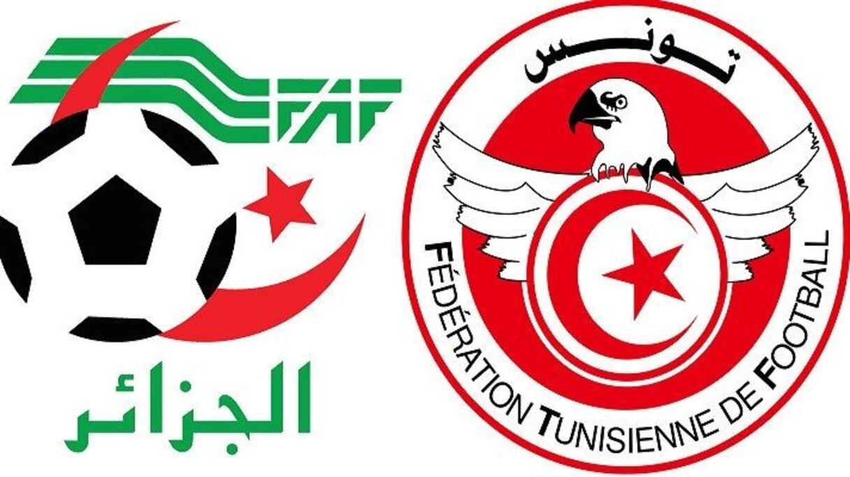 Les logos des fédérations algérienne et tunisienne de football.
