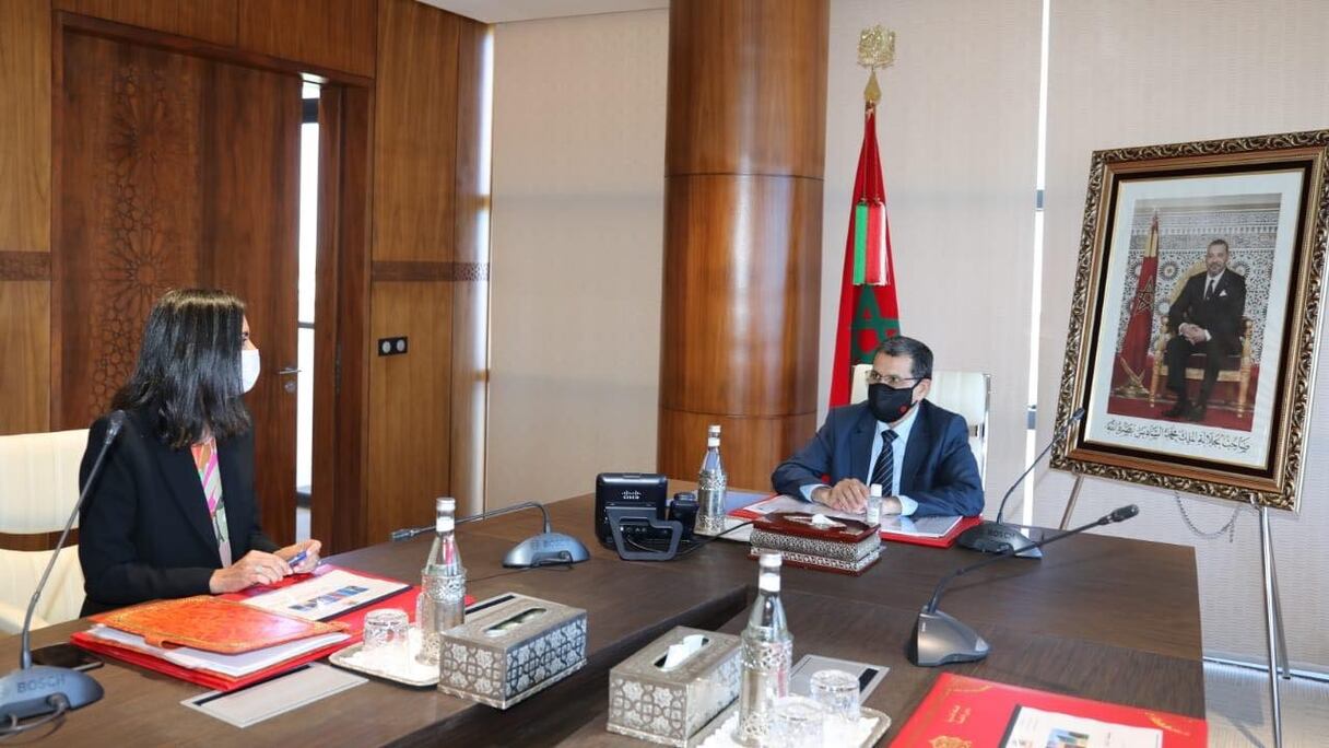 Rencontre entre Chef du gouvernement, Saâd-Eddine El Othmani, et la ministre du Tourisme, Nadia Fettah Alaoui, lundi 15 juin 2020. 
