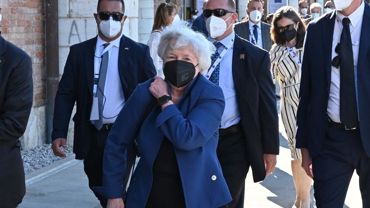 La secrétaire américaine au Trésor Janet Yellen arrive à la réunion des ministres des Finances et des banquiers centraux du G20 à Venise, en Italie, le 9 juillet 2021.
