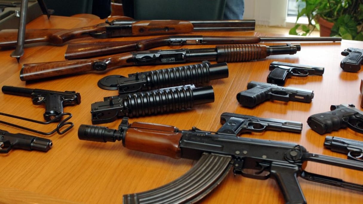 Armes saisies par la police. 
