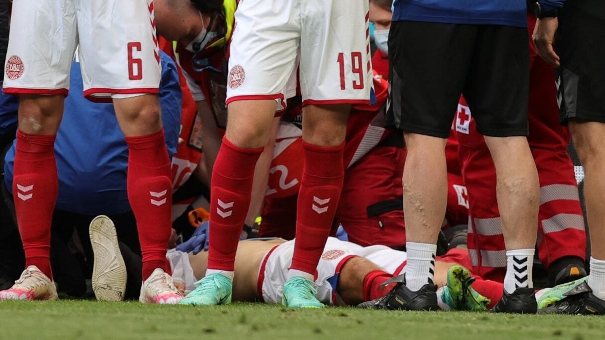 Le Danois Christian Eriksen, victime d'un malaise samedi 12 juin. 
