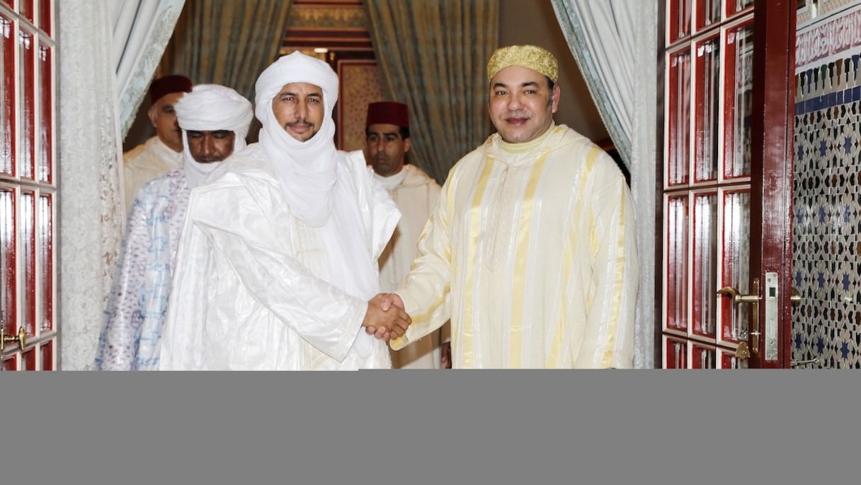 Le roi Mohammed VI a reçu, le 31 janvier 2014, à Marrakech, Bilal AG Cherif, chef du Mouvement national pour la libération de l'Azawad.
