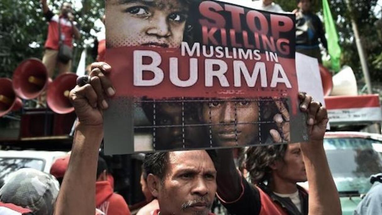 Manifestation à Burma, en Birmanie. 
