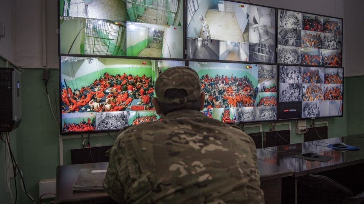 La prison d'Hassaké, au nord de la Syrie, où s'entassent quelque 5.000 anciens combattants de l'Etat islamique (EI).
