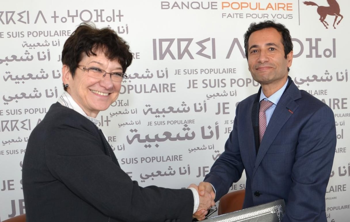 Hildegard Gacek, Managing Director, Sud et Est de la Méditerranée à la BERD avec Mohamed Benchaaboun, Président Directeur Général de la BCP.
