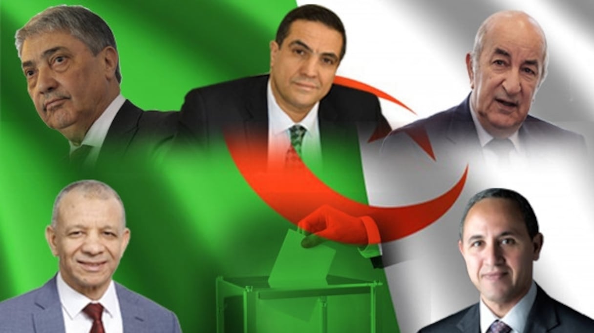 Les cinq candidats à la présidentielle en Algérie, prévue le 12 décembre 2019.
