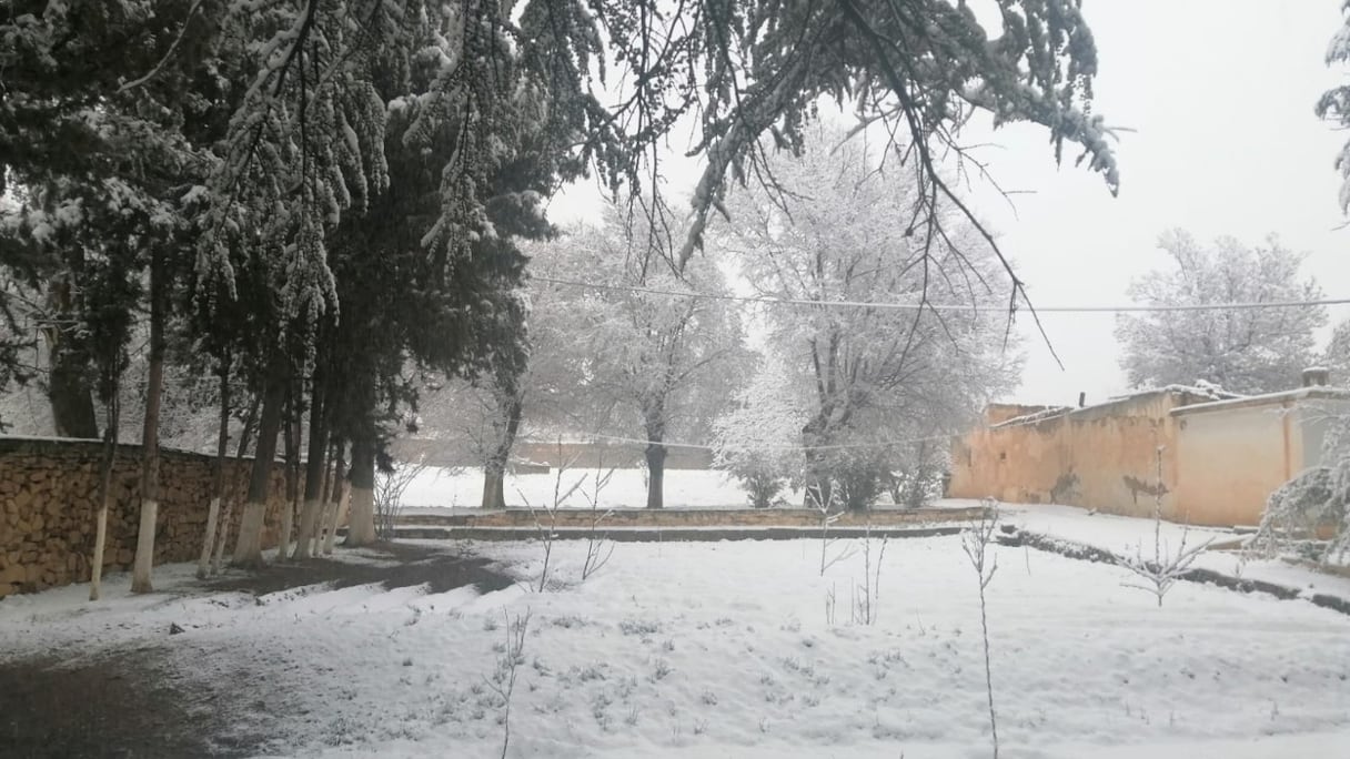 Des chutes de neige à Boulemane, au Maroc.
