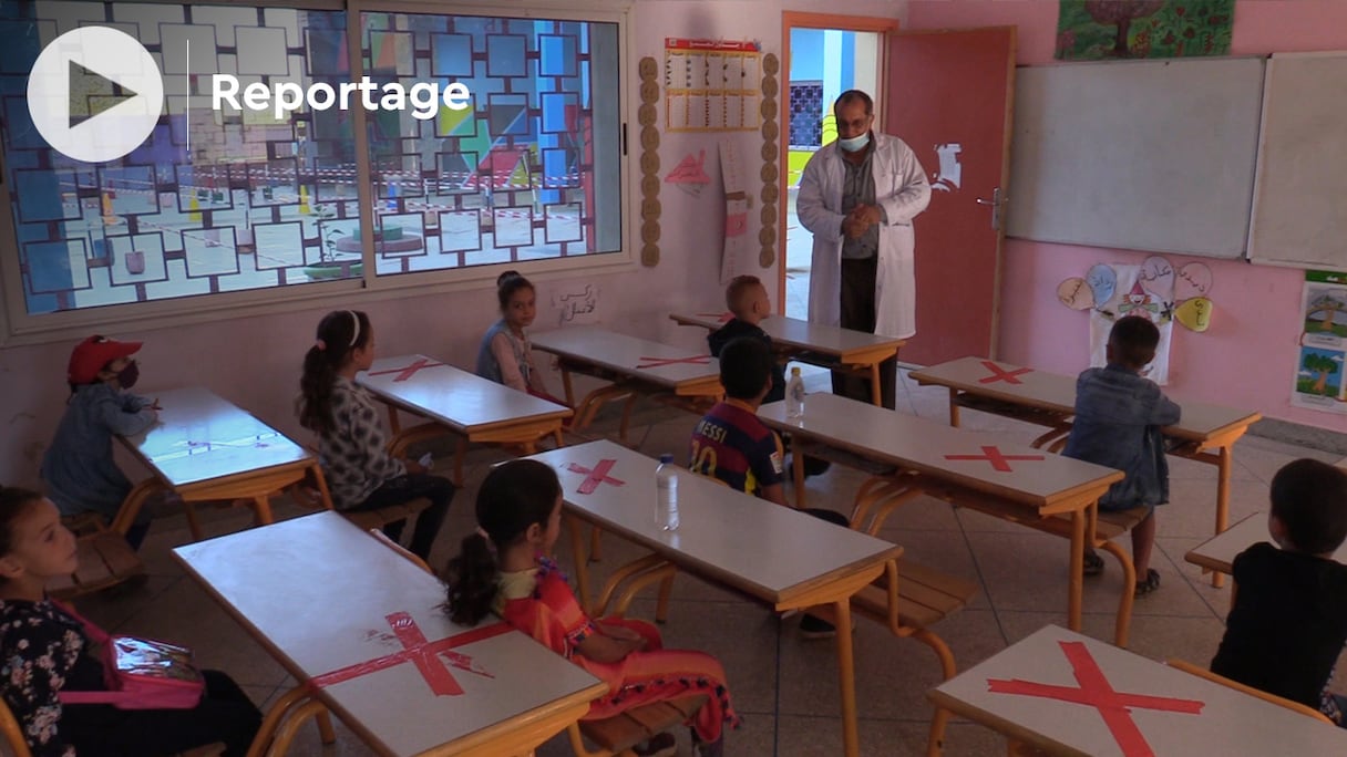 Le jour de la rentrée scolaire, ce vendredi 1er octobrer 2021, dans une école d'une zone rurale de Oujda.
