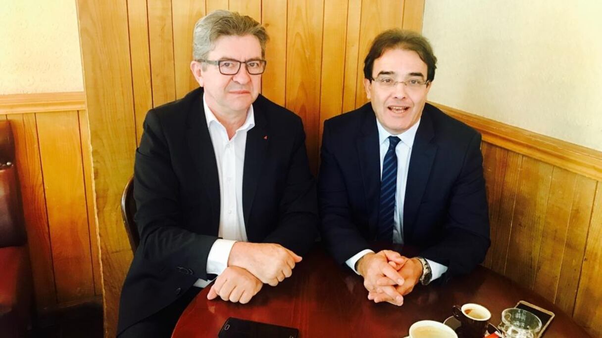 Jean-Luc Mélenchon, président de «France insoumise», et Abdelkrim Benatiq.
