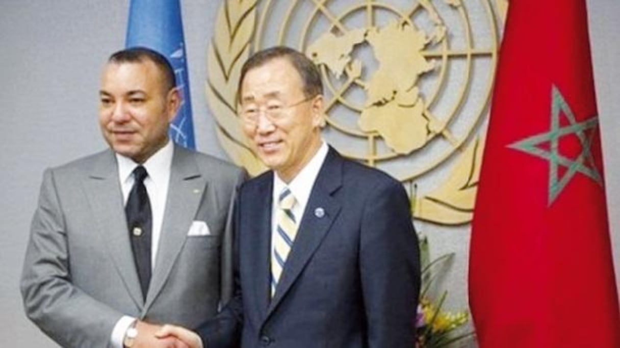 Le roi Mohammed VI avec le SG de l'ONU, Ban Ki-Moon. 
