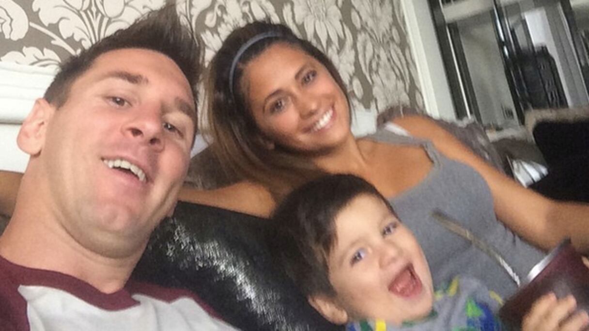 Lionel Messi et sa petite famille. 

