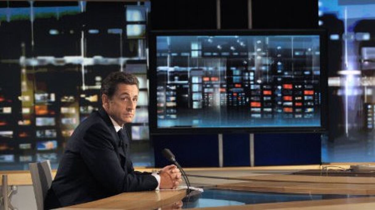 Nicolas Sarkozy sur le plateau de TF1, le 25 janvier 2010.