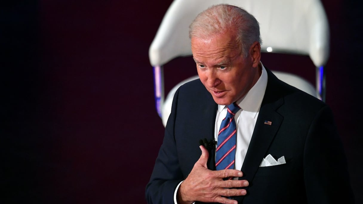 Le président américain Joe Biden participe à une émission de CNN au Baltimore Center Stage à Baltimore, Maryland, le 21 octobre 2021.
