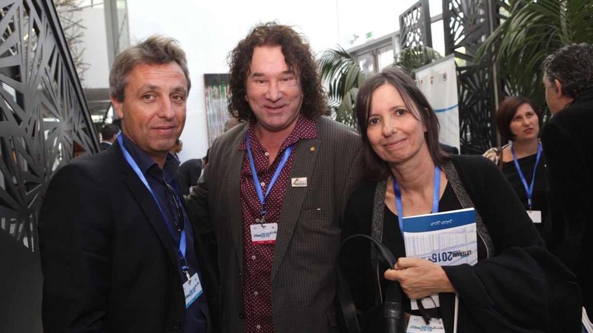 Alban Corbier Labasse, directeur de l'Institut français de Casablanca, Ahmed ghiyat et la conseillère culturelle Brigitte  Bouvier
