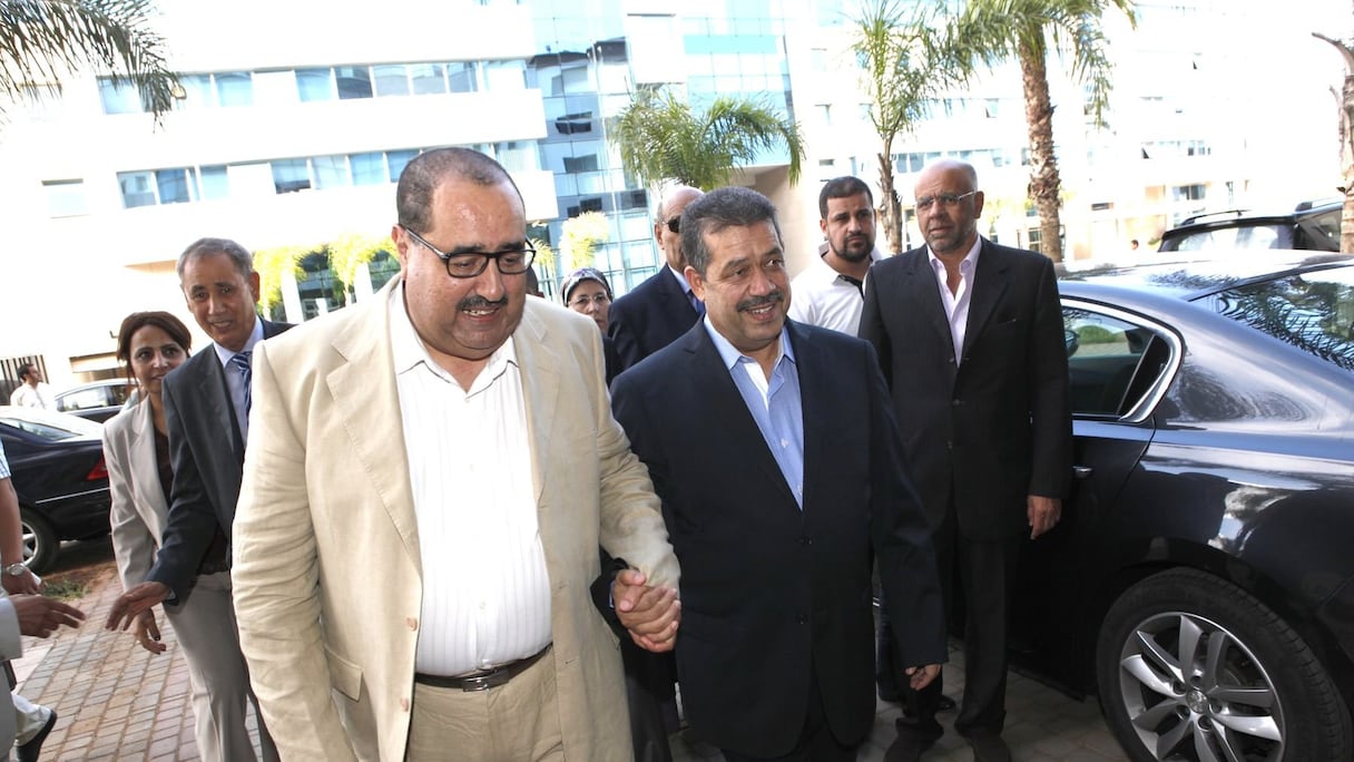 Driss Lachgar, premier secrétaire de l'USFP, aux côtés de Hamid Chabat, SG de l'Istiqlal.
