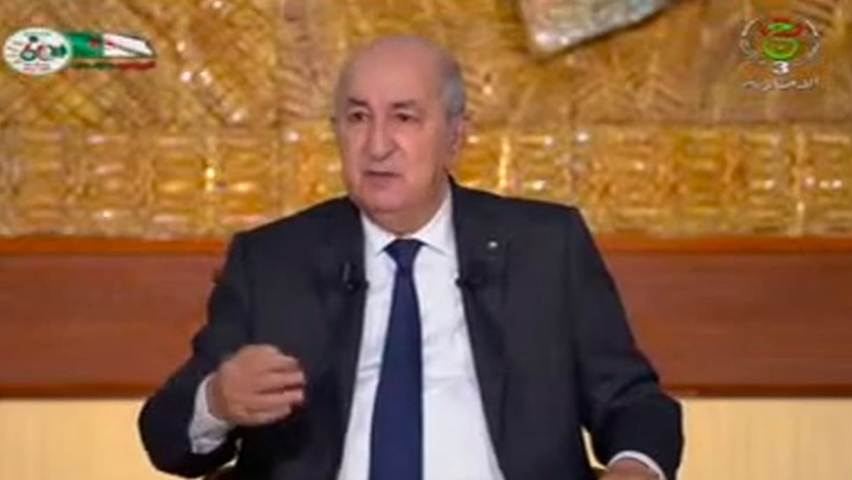 Le président algérien Abdelmadjid Tebboune lors de son entrevue avec la presse locale, le jeudi 22 décembre 2022.
