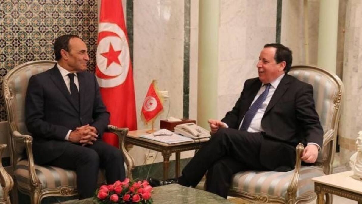 Habib El Malki, président de la Chambre des représentants et, Khemaies Jhinaoui, ministre tunisien des Affaires étrangères.
