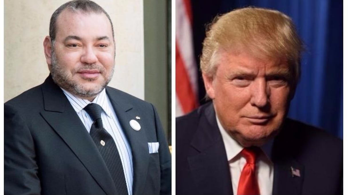 Mohammed VI, roi du Maroc, et Donald Trump, président des Etats-Unis d'Amérique.
