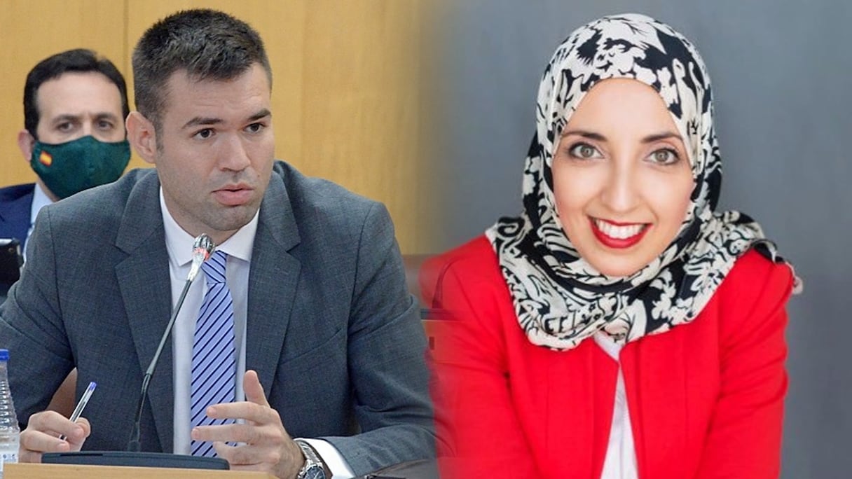 Carlos Verdejo et Fatima Hamid, députés à l'Assemblée de Sebta. 
