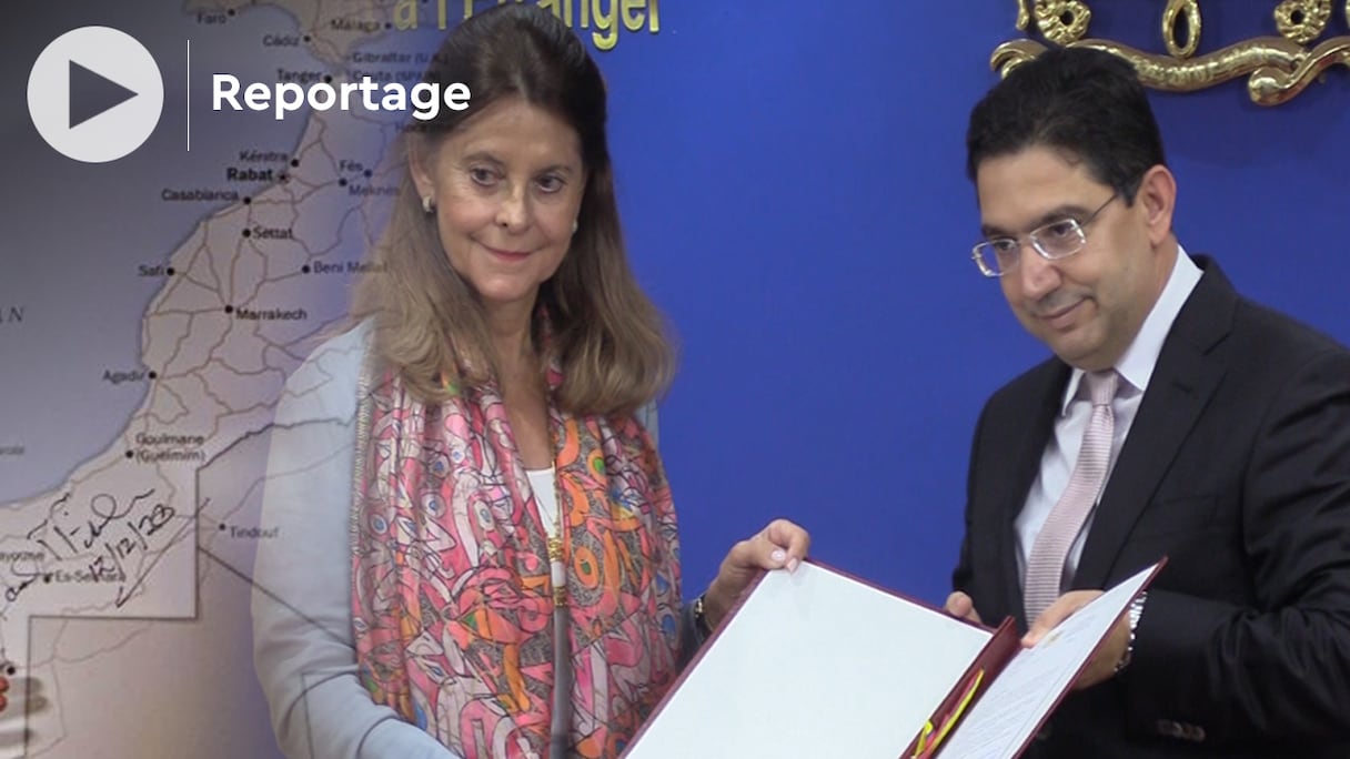 Le ministre des Affaires étrangères, Nasser Bourita, et la vice-présidente, ministre colombienne des Affaires étrangères, Marta Lucia Ramirez.
