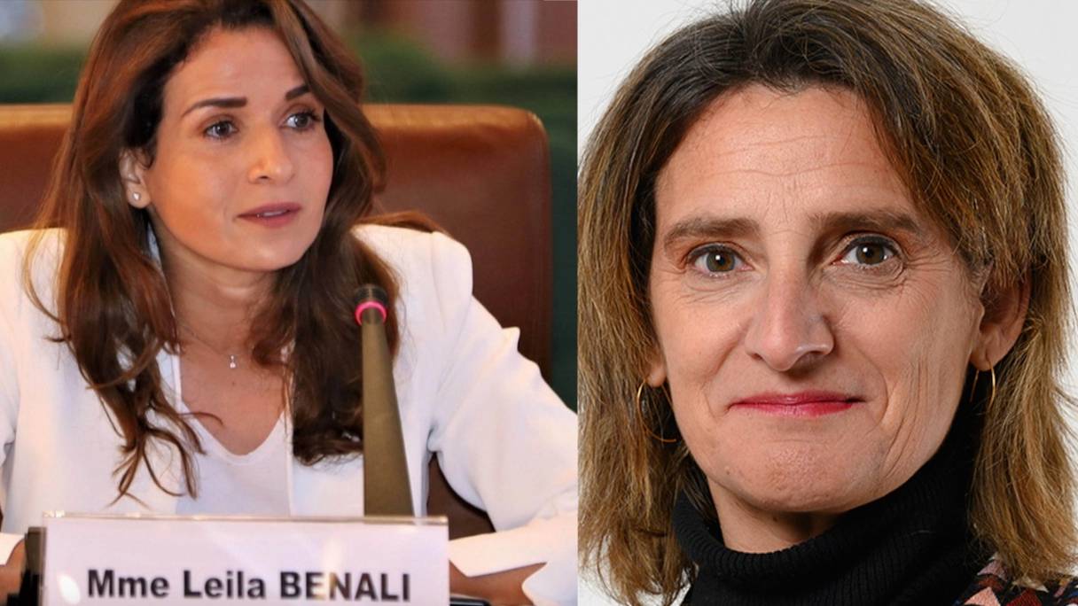 Leila Benali, ministre de la Transition énergétique et du développement durable et Teresa Ribera, ministre espagnole de la Transition écologique.

