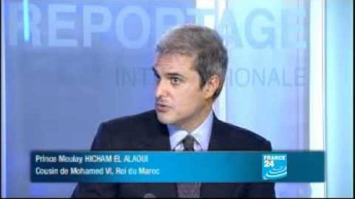 Moulay Hicham intervenant sur le plateau de France24.
