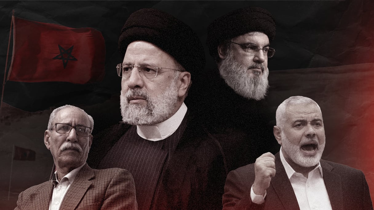 Le président iranien Ebrahim Raïssi, le chef du Hezbollah, Hassan Nasrallah, le patron du Polisario, Brahim Ghali et le leader du Hamas, Ismail Haniyeh.