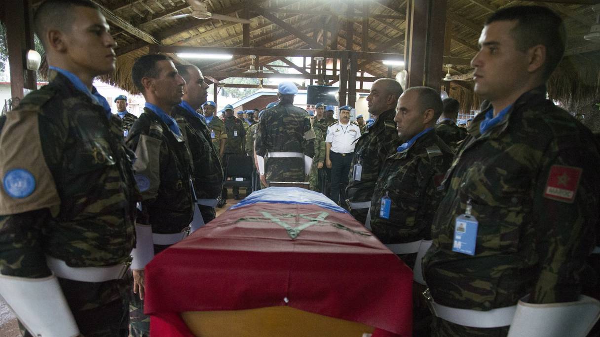 Une cérémonie en hommage au Casque bleu marocain décédé en Centrafrique.
